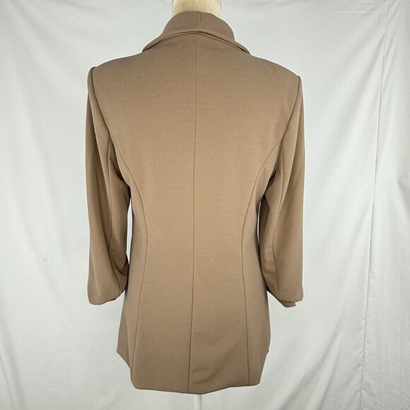 New Fashion Nova Blazer Women Size L Brown Open Front Collared 3/4 Sleeve - Picture 5 of 16